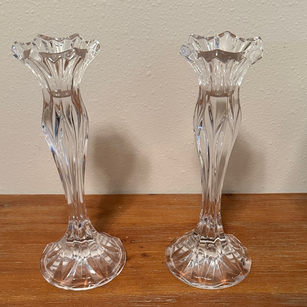 NEW 24% Lead Crystal Candlestick Set